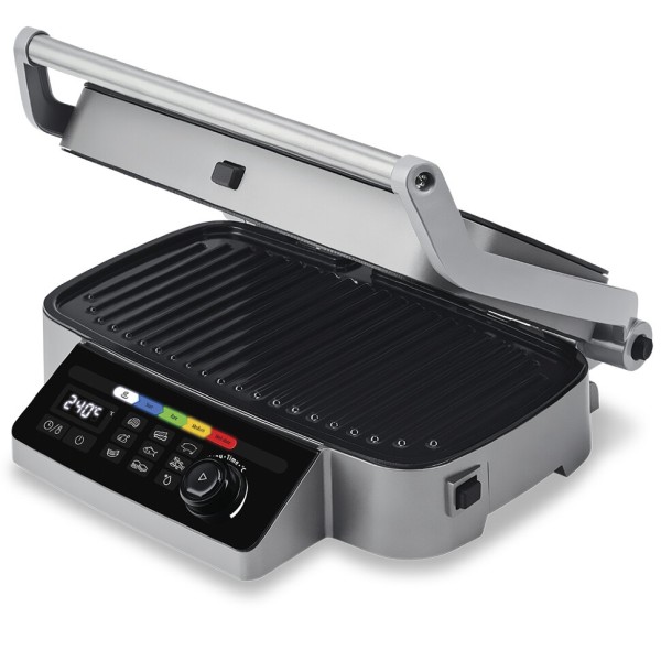 Гриль Polaris PGP 3002DP Optimal Temp, серебристый/черный